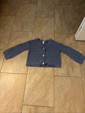 OshKosh B'gosh Dusty Blue Eyelet Knit Cardigan
